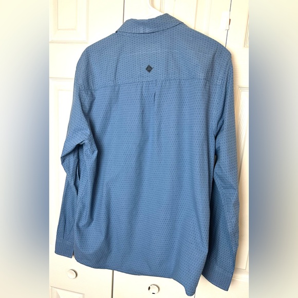 PRANA Garden Long Sleeve Button Down Shirt Steel Blue 100% Organic Cotton Geo - Picture 3 of 11